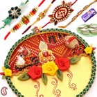 BANDHNI Thali with Rakhi Set and Sweets