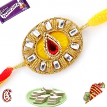 Premium Zardosi Crystal Rakhi,Zardosi Rakhi, Buy Rakhi, Send Rakhi to India, Rakhi Gifts, Rakhis Online