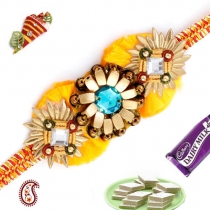Premium Moli Zardosi Rakhi with Coloured Crystal,Fancy Rakhis, Buy Rakhi, Send Rakhi to India, Rakhi Gifts, Rakhis Online