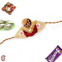 Handcrafted Paisley design Zardosi Rakhi,Fancy Rakhis, Buy Rakhi, Send Rakhi to India, Rakhi Gifts, Rakhis Online