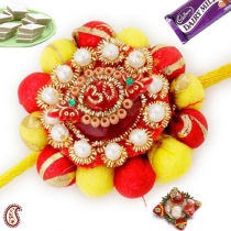 Coloured Balls Pearl Rakhi,Pearl Rakhis, Buy Rakhi, Send Rakhi to India, Rakhi Gifts, Rakhis Online