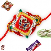 Coloured Crystal Ganapati Rakhi,Fancy Rakhis, Buy Rakhi, Send Rakhi to India, Rakhi Gifts, Rakhis Online