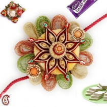 Hand Cut Tissue Velvet Rakhi,Mauli Rakhi, Buy Rakhi, Send Rakhi to India, Rakhi Gifts, Rakhis Online