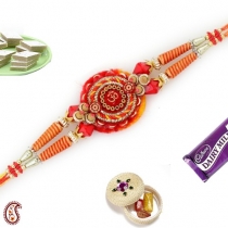 Golden Bead OM Rakhi,Zardosi Rakhi, Buy Rakhi, Send Rakhi to India, Rakhi Gifts, Rakhis Online
