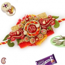 Embedded Kalash OM Rakhi,Mauli Rakhi, Buy Rakhi, Send Rakhi to India, Rakhi Gifts, Rakhis Online
