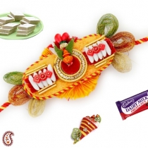 Swastik Kalash Tissue Rakhi,Fancy Rakhis, Buy Rakhi, Send Rakhi to India, Rakhi Gifts, Rakhis Online