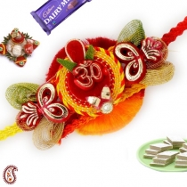 Tissue OM Moli Thread Rakhi,Zardosi Rakhi, Buy Rakhi, Send Rakhi to India, Rakhi Gifts, Rakhis Online