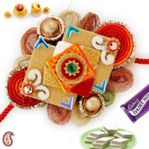 Golden Work Tissue Rakhi,Zardosi Rakhi, Buy Rakhi, Send Rakhi to India, Rakhi Gifts, Rakhis Online