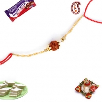 Delicate Handspun Single Rudraksh Rakhi,Rakhi Threads, Buy Rakhi, Send Rakhi to India, Rakhi Gifts, Rakhis Online