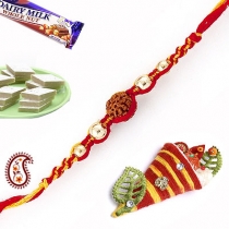 Natural Rudraksh Moli Rakhi with Golden Beads,Rakhi Threads, Buy Rakhi, Send Rakhi to India, Rakhi Gifts, Rakhis Online