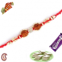 Handcrafted Rudraksh Rakhi with American Diamond and Golden Bead,Rakhi Threads, Buy Rakhi, Send Rakhi to India, Rakhi Gifts, Rakhis Online