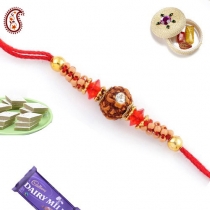 Sandalwood Rakhi with Natural Rudraksh,Rakhi Threads, Buy Rakhi, Send Rakhi to India, Rakhi Gifts, Rakhis Online