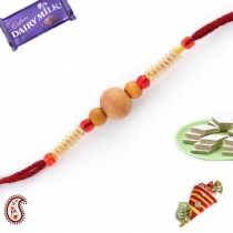Handcrafted Rakhi with Small Sandalwood Beads,Rakhi Threads, Buy Rakhi, Send Rakhi to India, Rakhi Gifts, Rakhis Online