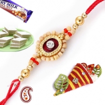Handcrafted Sandalwood Rakhi with Enamel Work,Fancy Rakhis, Buy Rakhi, Send Rakhi to India, Rakhi Gifts, Rakhis Online