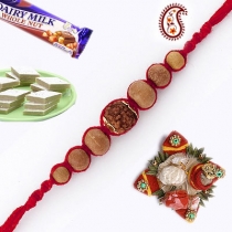 Handcrafted Sandalwood Bead Rakhi with Natural Rudraksh,Rakhi Threads, Buy Rakhi, Send Rakhi to India, Rakhi Gifts, Rakhis Online