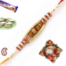 Handcrafted Rakhi with Sandalwood Beads,Rakhi Threads, Buy Rakhi, Send Rakhi to India, Rakhi Gifts, Rakhis Online