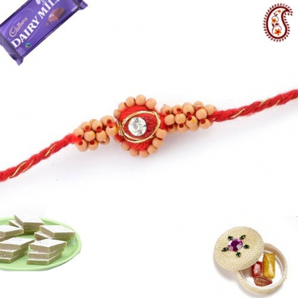 Beaded Handcrafted Sandalwood Rakhi