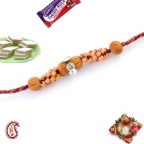 Sandalwood Bead Rakhi with American Diamonds,Rakhi Threads, Buy Rakhi, Send Rakhi to India, Rakhi Gifts, Rakhis Online