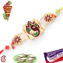 Premium GANAPATI Rakhi with Pearls,Diamond Rakhi, Buy Rakhi, Send Rakhi to India, Rakhi Gifts, Rakhis Online