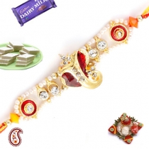 Premium Lord Ganesh Rakhi with American Diamonds,Fancy Rakhis, Buy Rakhi, Send Rakhi to India, Rakhi Gifts, Rakhis Online
