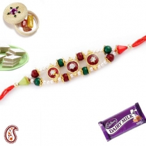 Premium Handcrafted Rakhi with Pearl and Enamel Work,Diamond Rakhi, Buy Rakhi, Send Rakhi to India, Rakhi Gifts, Rakhis Online