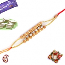 Traditional Bracelet styled Rakhi with American Diamonds,Diamond Rakhi, Buy Rakhi, Send Rakhi to India, Rakhi Gifts, Rakhis Online