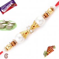 Beautiful Pearl Rakhi with American Diamonds,Pearl Rakhis, Buy Rakhi, Send Rakhi to India, Rakhi Gifts, Rakhis Online