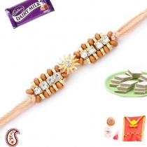 Gold Plated Rakhi with American Diamonds,Diamond Rakhi, Buy Rakhi, Send Rakhi to India, Rakhi Gifts, Rakhis Online