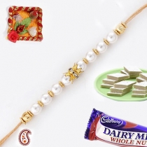 Elegant Natural Pearl Rakhi,Pearl Rakhis, Buy Rakhi, Send Rakhi to India, Rakhi Gifts, Rakhis Online