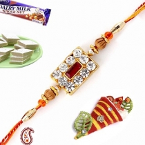 Gold plated Rakhi with American Diamonds,Diamond Rakhi, Buy Rakhi, Send Rakhi to India, Rakhi Gifts, Rakhis Online