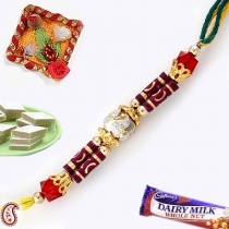 Oriental Design Gold Plated Rakhi,Diamond Rakhi, Buy Rakhi, Send Rakhi to India, Rakhi Gifts, Rakhis Online