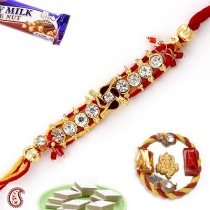 Handcrafted Swastik Rakhi with American Diamonds,Diamond Rakhi, Buy Rakhi, Send Rakhi to India, Rakhi Gifts, Rakhis Online