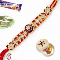 Floral Styled Jewelled Rakhi with American Diamonds,Diamond Rakhi, Buy Rakhi, Send Rakhi to India, Rakhi Gifts, Rakhis Online