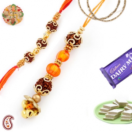 Natural Rudraksh Bhaiya-Bhabhi Rakhi Pair