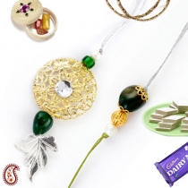 Green Onyx Bhaiya-Bhabhi Rakhi Pair,Bhaiya Bhabhi Rakhi, Buy Rakhi, Send Rakhi to India, Rakhi Gifts, Rakhis Online