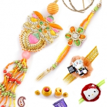 American Diamonds Family Rakhi Set,Family Rakhi Set, Buy Rakhi, Send Rakhi to India, Rakhi Gifts, Rakhis Online