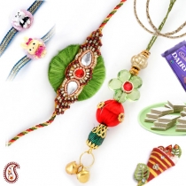 Family Rakhi Set with Crystal and Ghungroos,Family Rakhi Set, Buy Rakhi, Send Rakhi to India, Rakhi Gifts, Rakhis Online