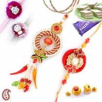 Family Rakhi Set with Zardosi and Pearls,Family Rakhi Set, Buy Rakhi, Send Rakhi to India, Rakhi Gifts, Rakhis Online