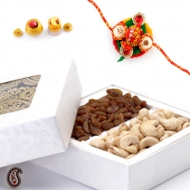Cashew and Raisins Box with FREE Rakhi and Tilak,Rakhi with Dryfruits, Buy Rakhi, Send Rakhi to India, Rakhi Gifts, Rakhis Online