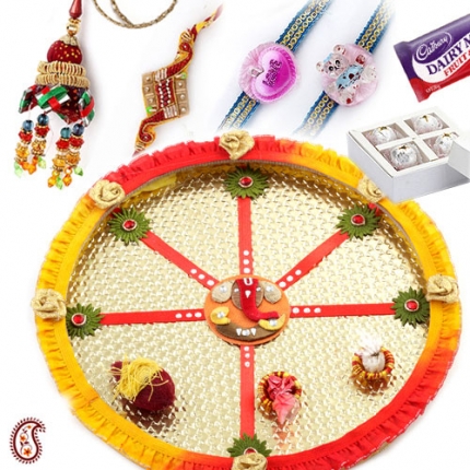 Traditional GANAPATI Rakhi Thali with Sweets