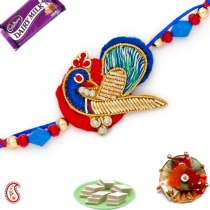 Peacock Rakhi with Resham Work,Fancy Rakhis, Buy Rakhi, Send Rakhi to India, Rakhi Gifts, Rakhis Online