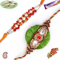 Set of 2 Handcrafted Premium Rakhis,Set of 2 - Rakhis, Buy Rakhi, Send Rakhi to India, Rakhi Gifts, Rakhis Online