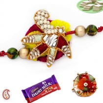 Resham Work Zardosi Rakhi,Zardosi Rakhi, Buy Rakhi, Send Rakhi to India, Rakhi Gifts, Rakhis Online
