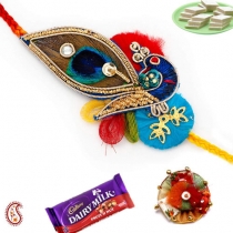 Original Feather Peacock Rakhi,Zardosi Rakhi, Buy Rakhi, Send Rakhi to India, Rakhi Gifts, Rakhis Online