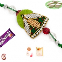 Bandhni Silk Zardosi Rakhi,Zardosi Rakhi, Buy Rakhi, Send Rakhi to India, Rakhi Gifts, Rakhis Online