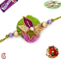 Resham Work Flower Rakhi,Zardosi Rakhi, Buy Rakhi, Send Rakhi to India, Rakhi Gifts, Rakhis Online