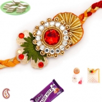 Polki Rakhi with Gota Work,Zardosi Rakhi, Buy Rakhi, Send Rakhi to India, Rakhi Gifts, Rakhis Online