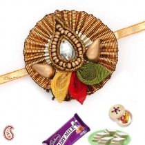 Antique Finish Tissue Rakhi,Zardosi Rakhi, Buy Rakhi, Send Rakhi to India, Rakhi Gifts, Rakhis Online