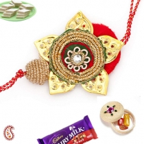 Zardosi Rakhi with Metal Foil,Zardosi Rakhi, Buy Rakhi, Send Rakhi to India, Rakhi Gifts, Rakhis Online