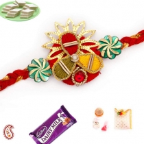 Resham Work Zardosi Rakhi,Zardosi Rakhi, Buy Rakhi, Send Rakhi to India, Rakhi Gifts, Rakhis Online